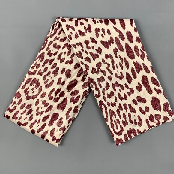 HAIDER ACKERMANN Beige Burgundy Metallic Animal Print Scarf - Picture 1 of 4